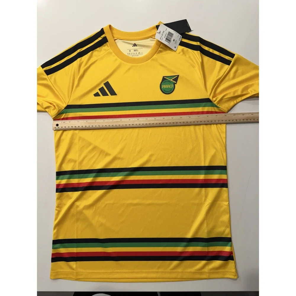 adidas Jamaica JFF Bob Marley Soccer Jersey KB3386 Mens M Yellow Slim Fit NEW